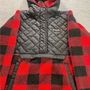 Columbia Women's Sweet View Fleece Hooded Pullover Buffalo Plaid Medium